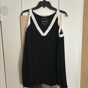 Black and White Cold Shoulder Top